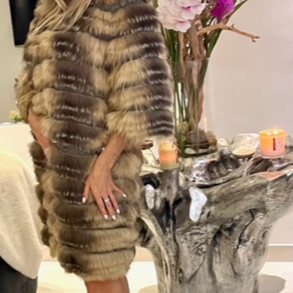 SYMETRIE YVES SALOMON ARCTIC FOX CASHMERE SWEATER COAT - Picture 4 of 14